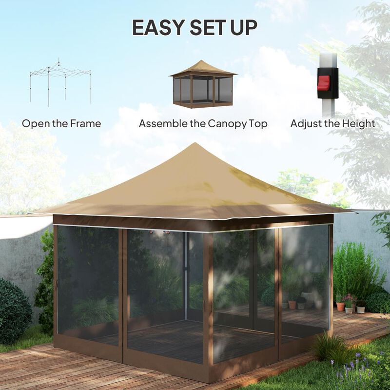 Hivvago 12x12 Pop Up Canopy Tent with Mesh image number 3