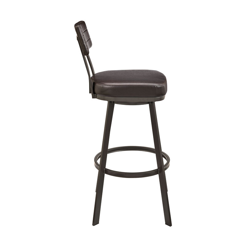 Jinab Swivel Stool in Brushed Stainless Steel with Black Faux Leather