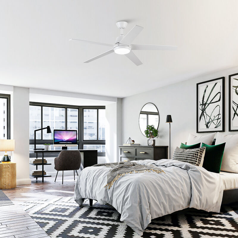 52-inch Modern White 3CCT Dimmable LED Ceiling Fan with Light and Remote image number 2