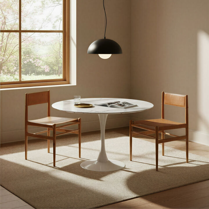 Solid Wood and Leather Dining Chair, Set of 2