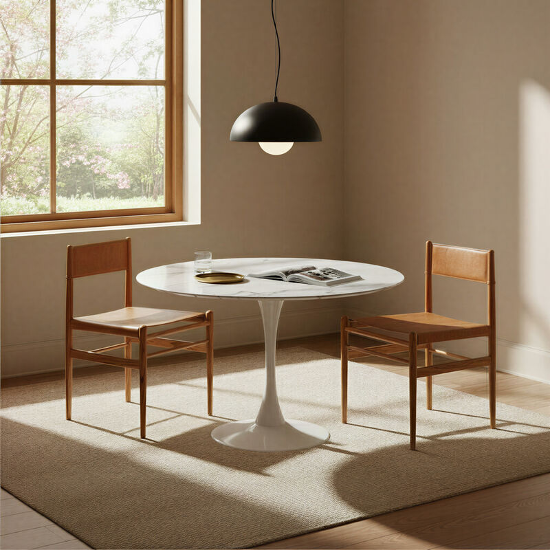 Solid Wood and Leather Dining Chair, Set of 2 image number 1