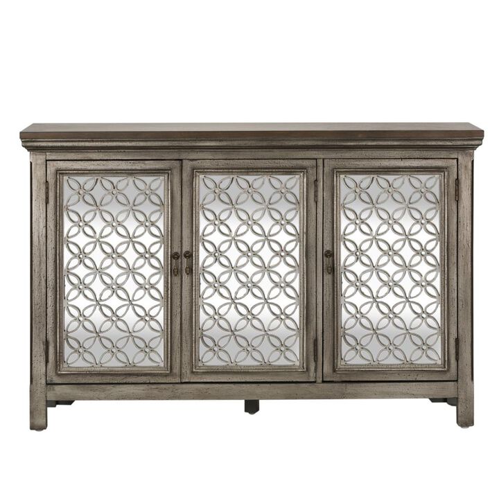 Liberty Furniture Westridge 3 Door Accent Cabinet in Wirebrushed Gray
