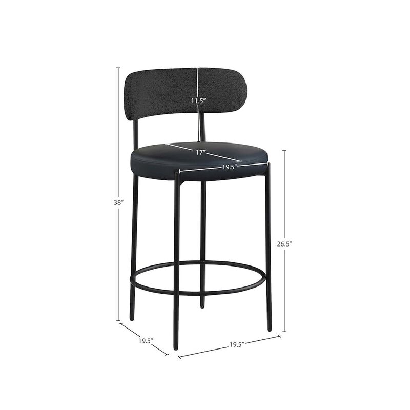 Meridian Furniture Beacon Vegan Leather Seat Stool, Set of 2