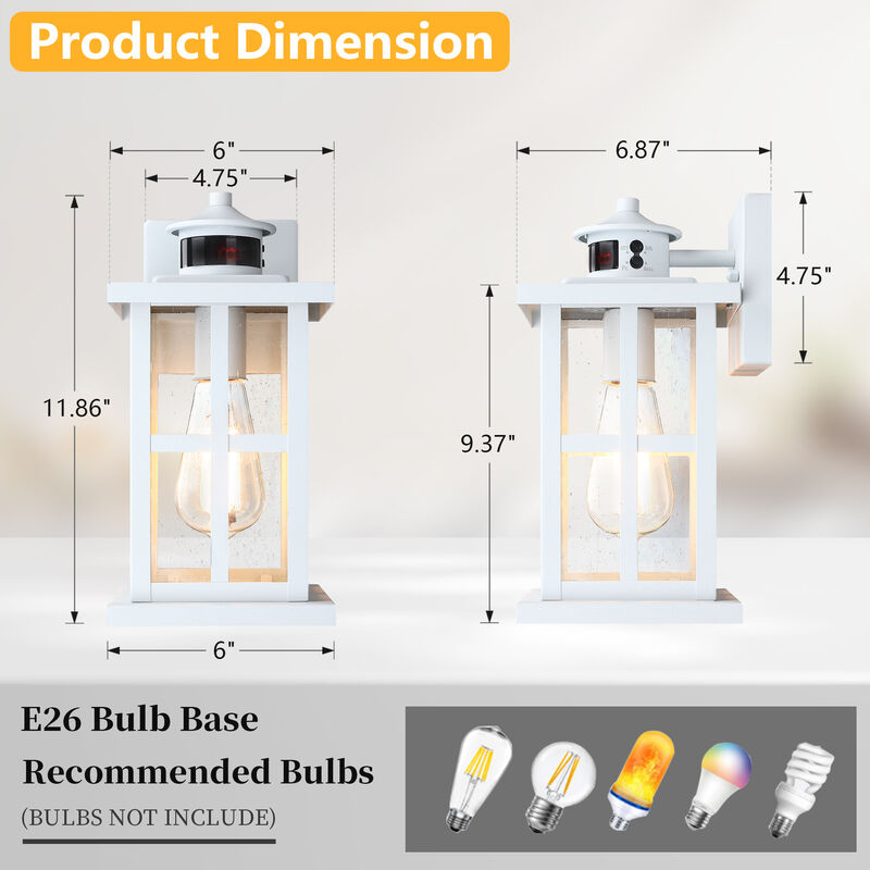 12 in.  Motion Sensor Outdoor Wall Lantern with Dusk-to-Dawn and Raindrop Glass image number 2