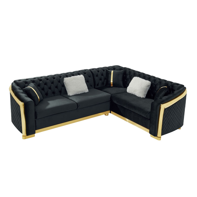 Sezup L-Shaped Chesterfield Sectional Sofa image number 4