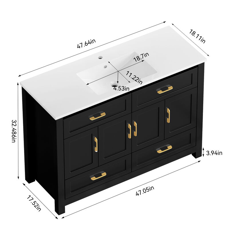 Nafvas 48" Bathroom Vanity with Resin sink image number 9