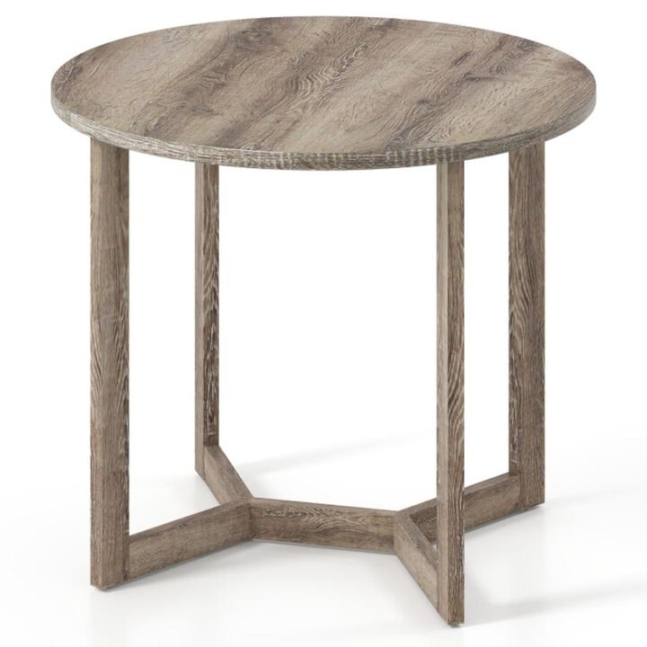 Hivvago Round Wood Dining Table for 2-4 People with Wing-shaped Pedestal Base