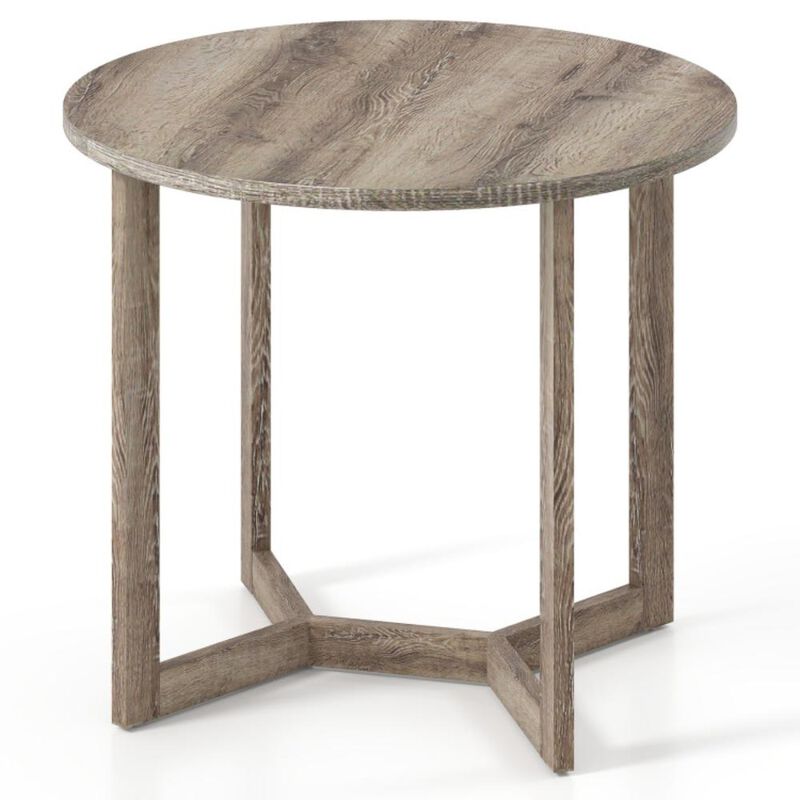 Hivvago Round Wood Dining Table for 2-4 People with Wing-shaped Pedestal Base