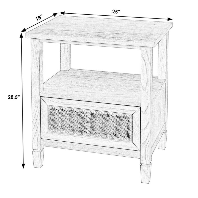 Butler Specialty Flagstaff 1-Drawer Cane Nightstand, Natural