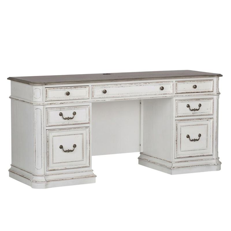 Liberty Furniture Antique White Credenza with Weathered Finish and Rubberwood Construction image number 0