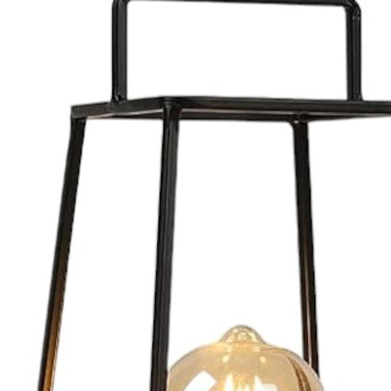 HomeRoots 12" Black Geometric Novelty Lantern With Novelty Shade image number 2