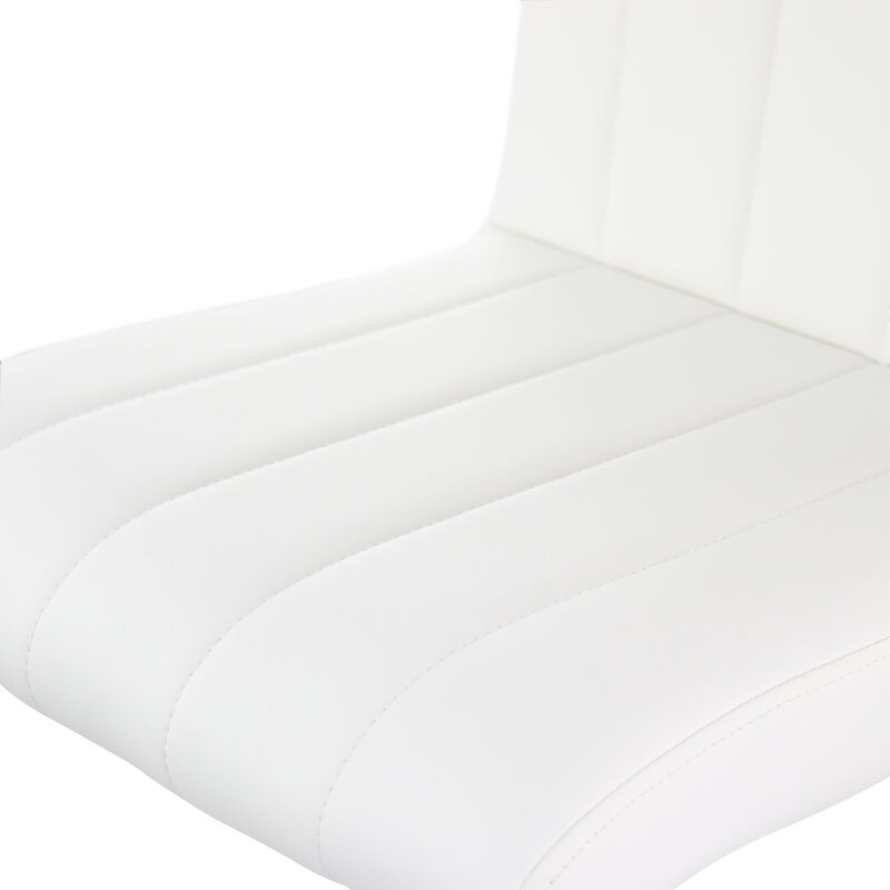 Elama 2 Piece Tufted Faux Leather Adjustable Bar Stool in White with Chromed Base