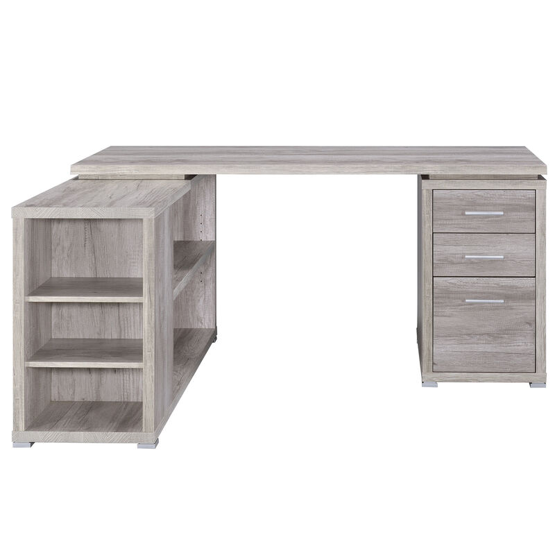 Contemporary Style L Shaped Office Desk, Gray-Benzara