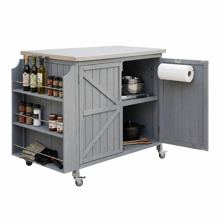 ELEMENT ACE Mobile Outdoor Kitchen Island Grill Cart with Storage, Adjustable Shelf and Locking Wheels for Outdoor Pizza Prep and Cooking