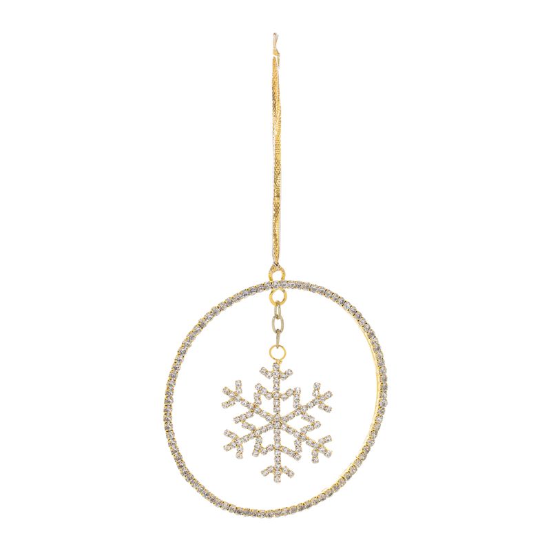 Jeweled Hanging Snowflake Ornaments, Set of 12 in Metal for Festive Accents