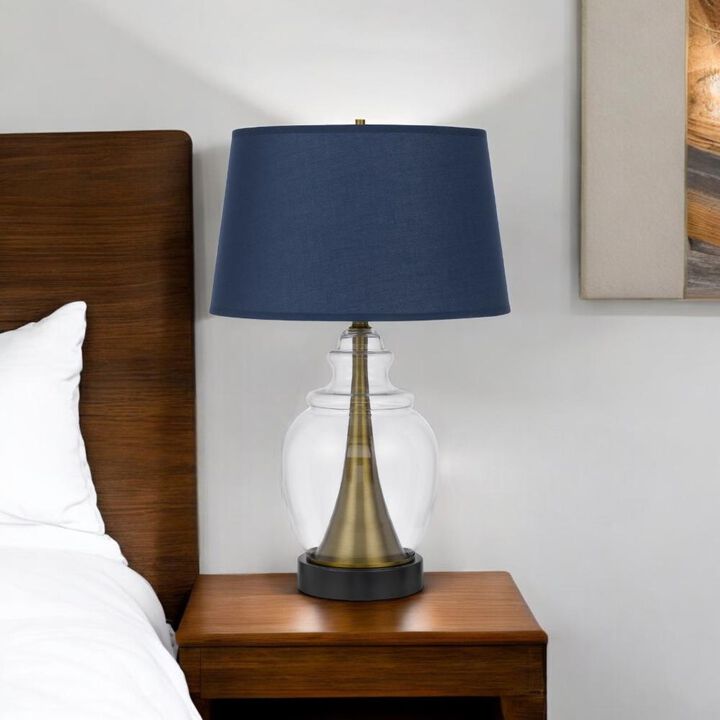 Hivvago 30" Black Metal Urn Table Lamp With Navy Blue Empire Shade