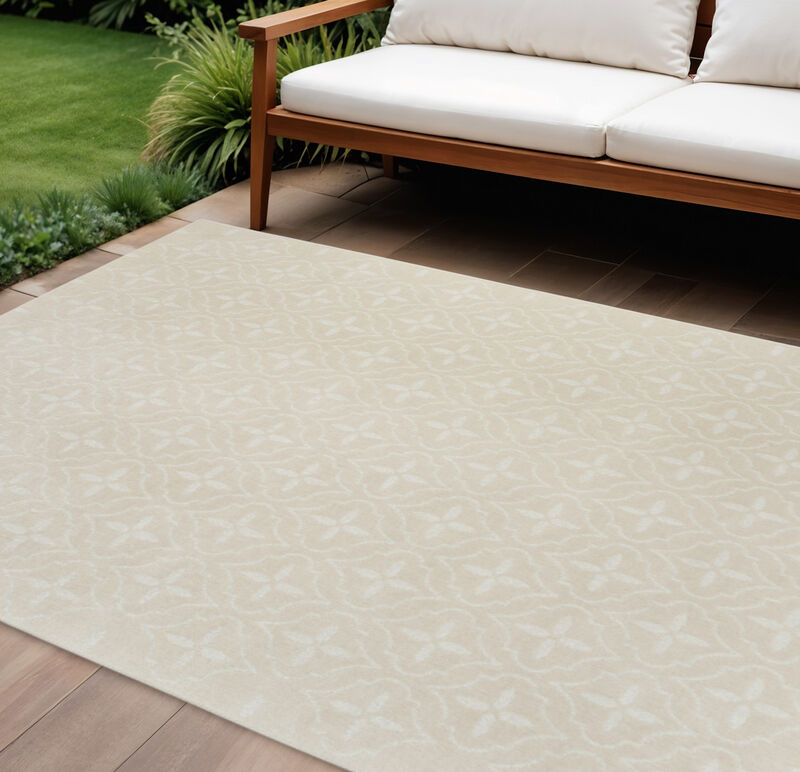 HomeRoots 8' X 10' Beige And Ivory Geometric Indoor Outdoor Area Rug image number 1