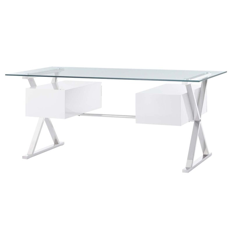 Modway EEI-6226-WHI Sector 71" Glass Top Glass Office Desk, White image number 5