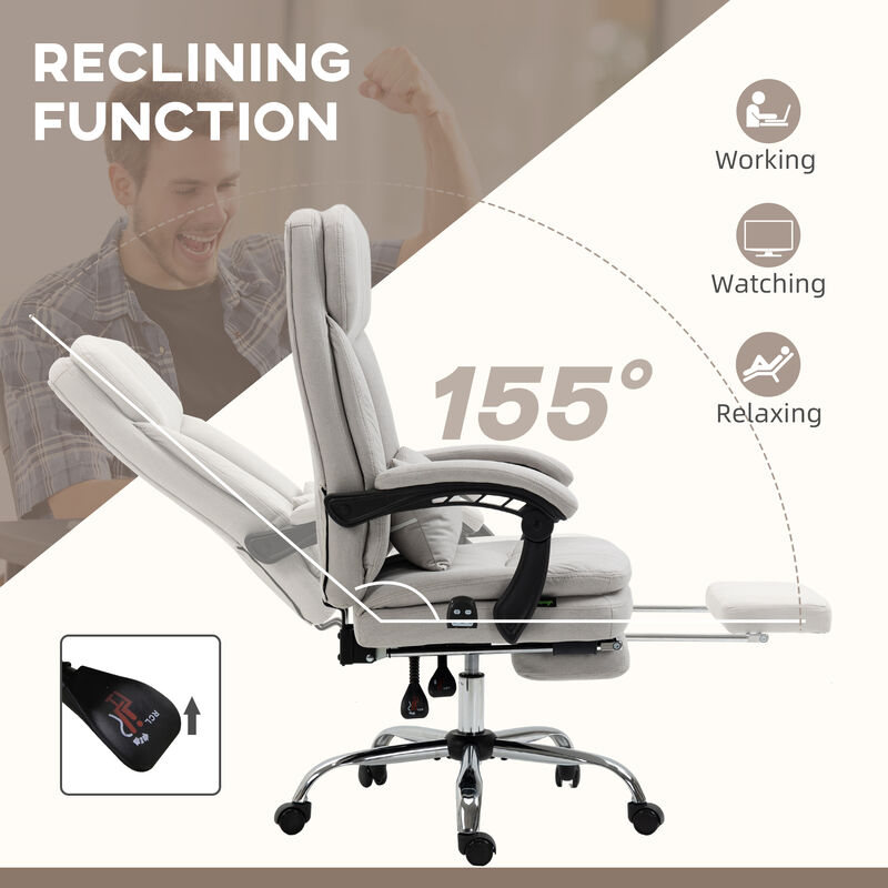 Massage Office Chair with Adjustable Height, Reclining Back, and Rolling Base
