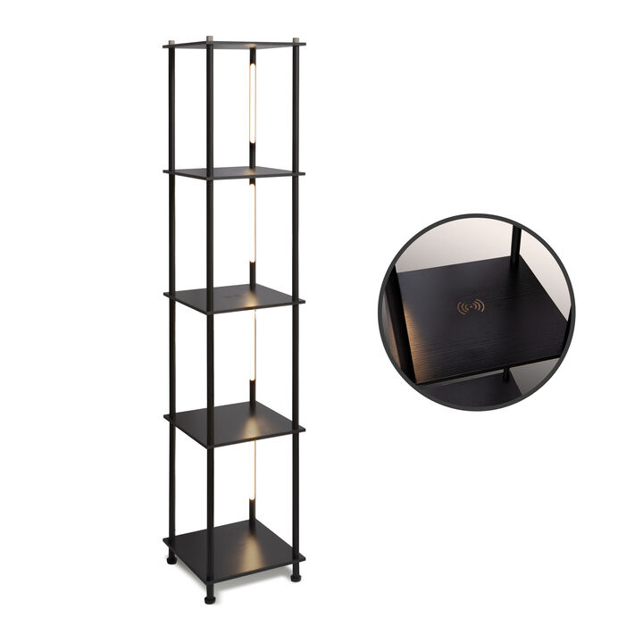 Aria Black LED Floor Lamp with Wireless Charging Pad