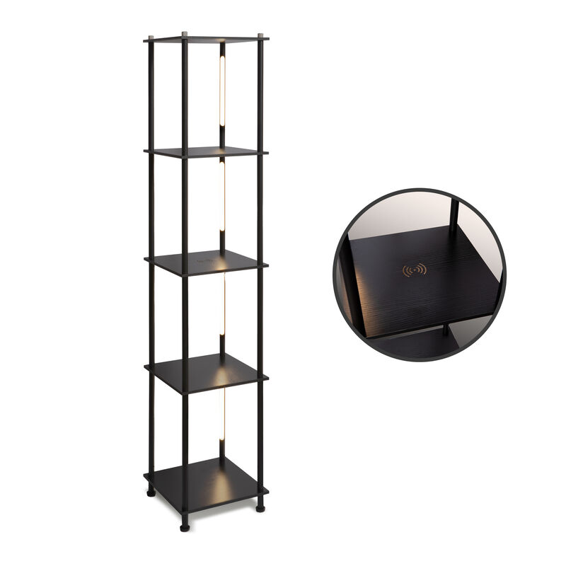 Aria Black LED Floor Lamp with Wireless Charging Pad