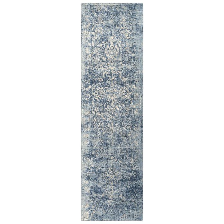 Hybrid Cut Pile Wool/ Tencel Rug, 2'6" x 10'