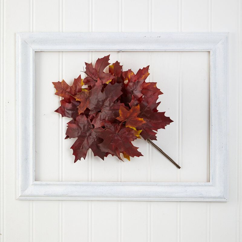 Nearly Natural 18-in Autumn Maple Leaf Artificial Flower (Set of 2)