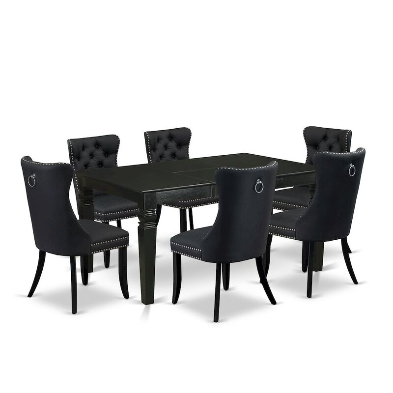 7 Piece Dining Table Set Contains a Rectangle Kitchen Table with Butterfly Leaf