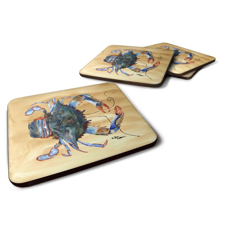 Caroline's Treasures 8156FC Crab Foam Coasters (Set of 4), 3.5 H x 3.5 W, Multicolor