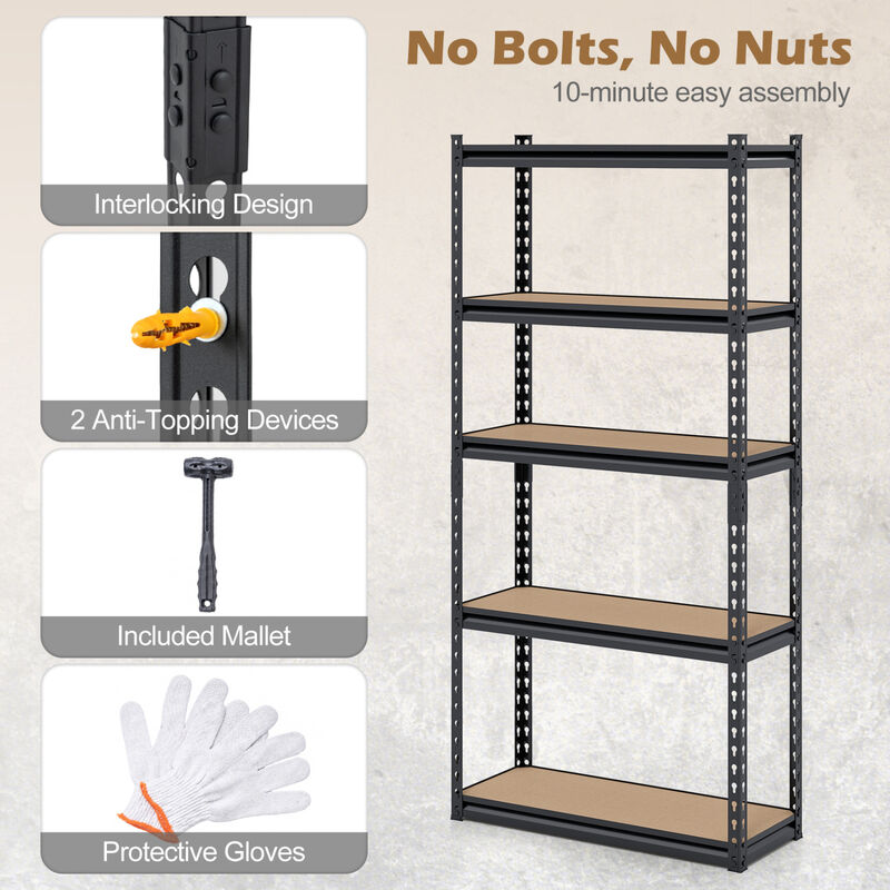 Set of 3 5-Tier Heavy-Duty Garage Shelving Units with 2200 LBS Capacity image number 3