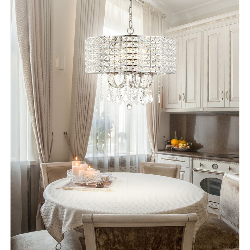 Reese Metal/Crystal LED Adjustable Drop Chandelier