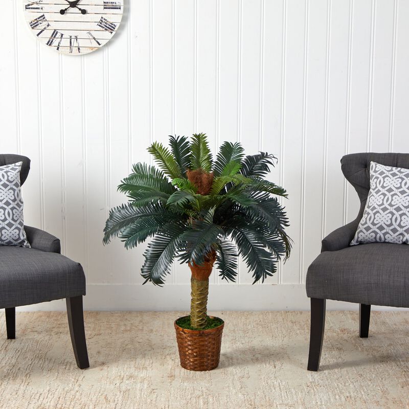 Hivvago 3 Feet Sago Palm Artificial Tree