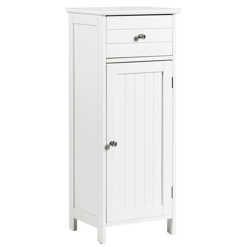 Wooden Bathroom Floor Storage Cabinet with Drawer and Shelf image number 0