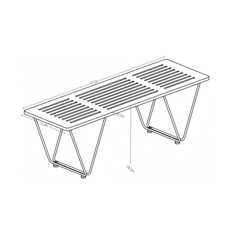 Pasargad Home Fuji Bench, Brown/Silver