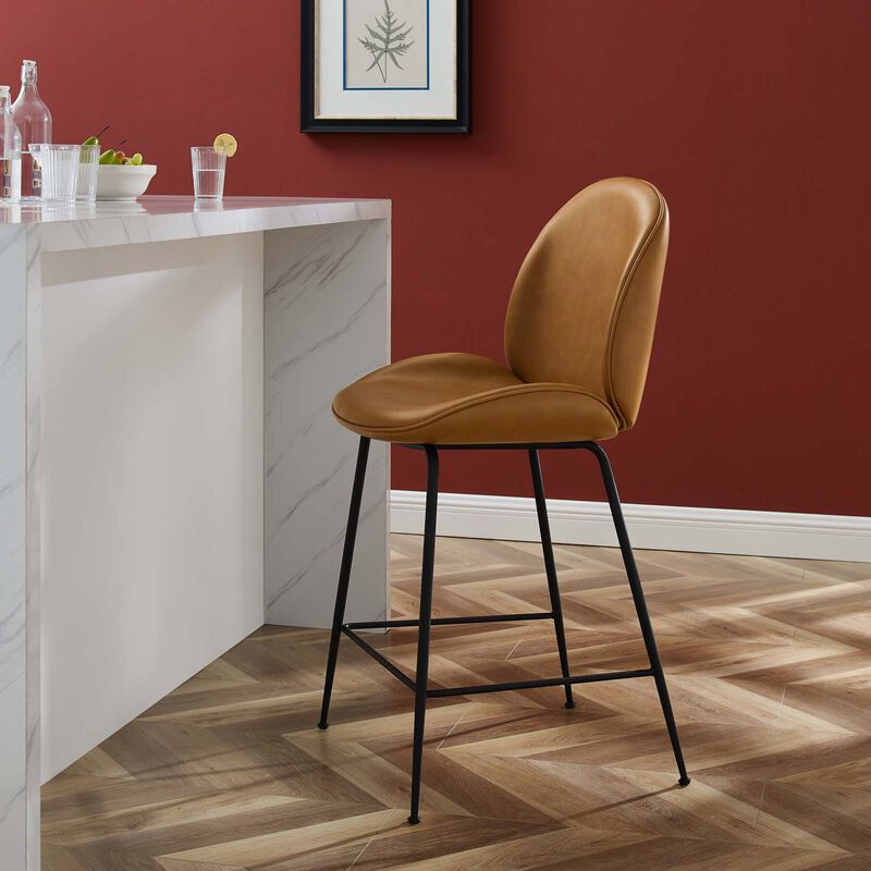Scoop Black Powder Coated Steel Leg Vegan Leather Counter Stool image number 1