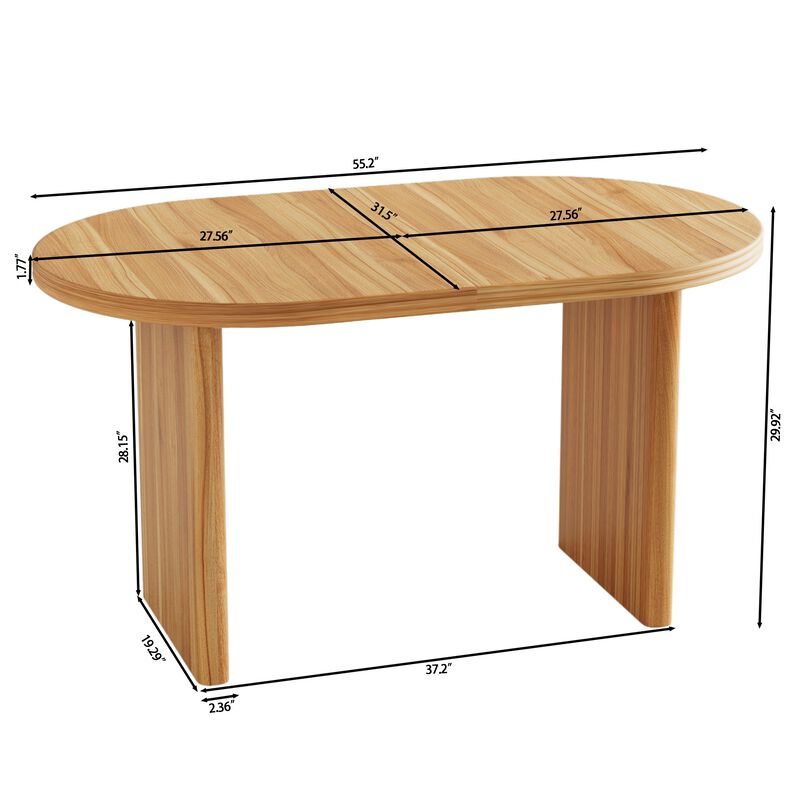 55.12"-70.87"Modern Extendable Dining Table with removable extension leaves,Mid-century modern style home table image number 3
