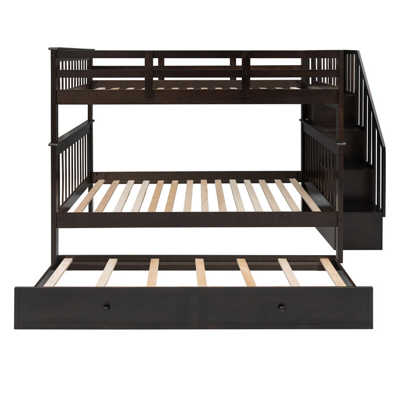 Merax Storage Bunk Bed Trundle Bed with Guard Rail