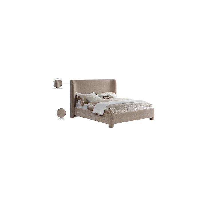 Meridian Furniture Penny Beige Chenille Fabric King Bed