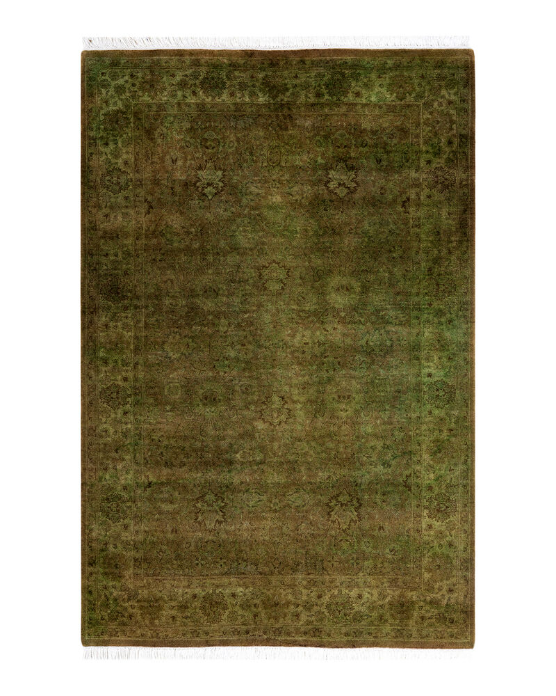 Fine Vibrance, One-of-a-Kind Hand-Knotted Area Rug  - Green, 4' 3" x 6' 5" image number 1
