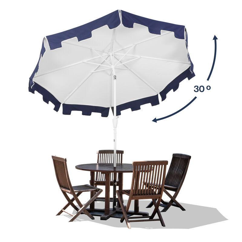 Baiona Classic MidCentury Market Patio Umbrella with UV Protection, Auto-Tilt, Crank and UV Protection