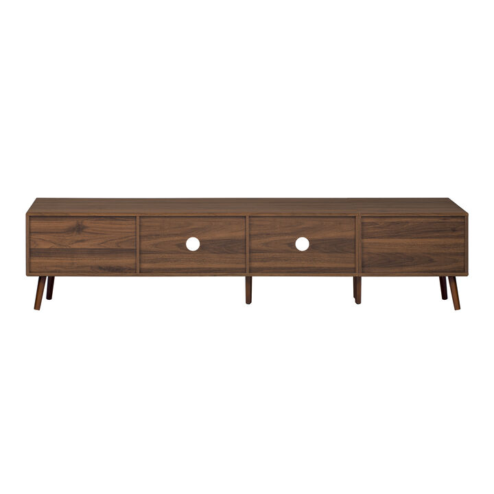 Merax TV Cabinet with Fluted Glass Drawers, Visible Storage, Family-Friendly Rounded Corners