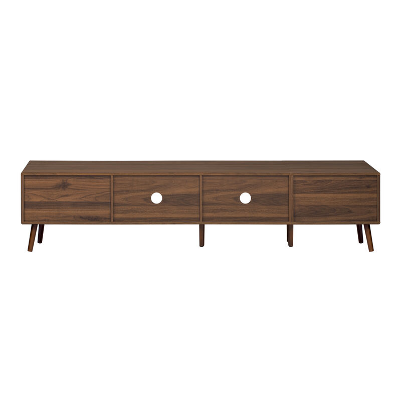 Merax TV Cabinet with Fluted Glass Drawers, Visible Storage, Family-Friendly Rounded Corners image number 0