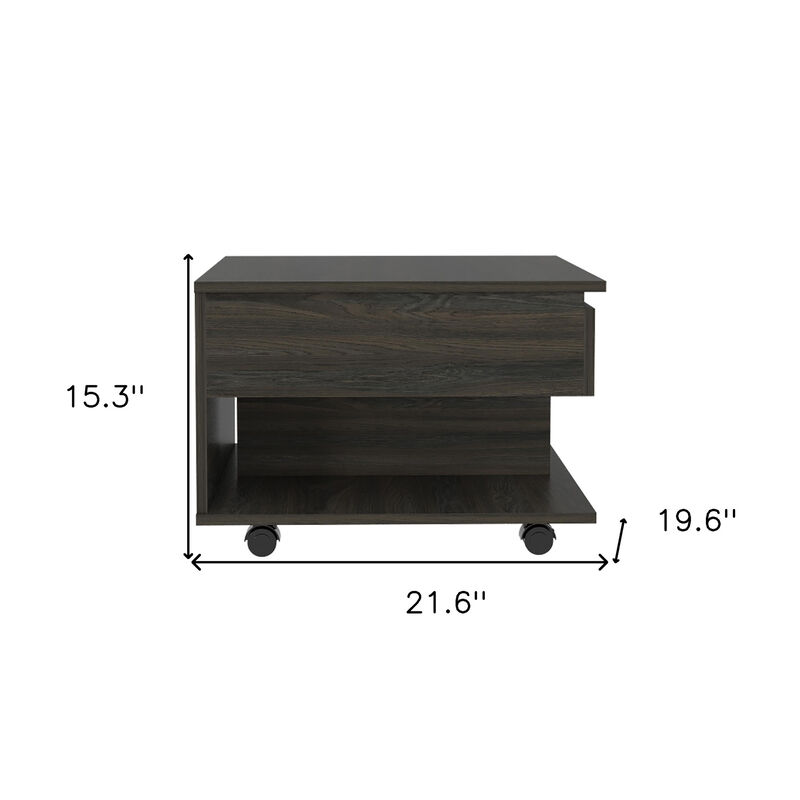 Hivvago 22 Inch Carbon Espresso Manufactured Wood Rectangular Coffee Table With Drawer