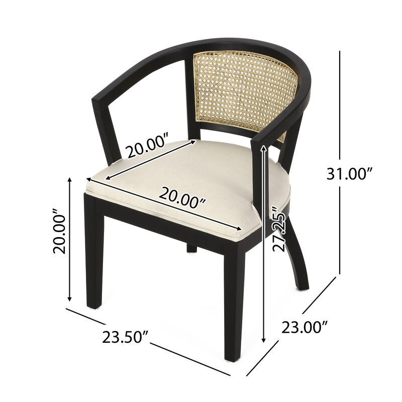 Christopher Knight Home Norah 7 Piece Traditional Upholstered Wood and Cane Expandable Dining Set