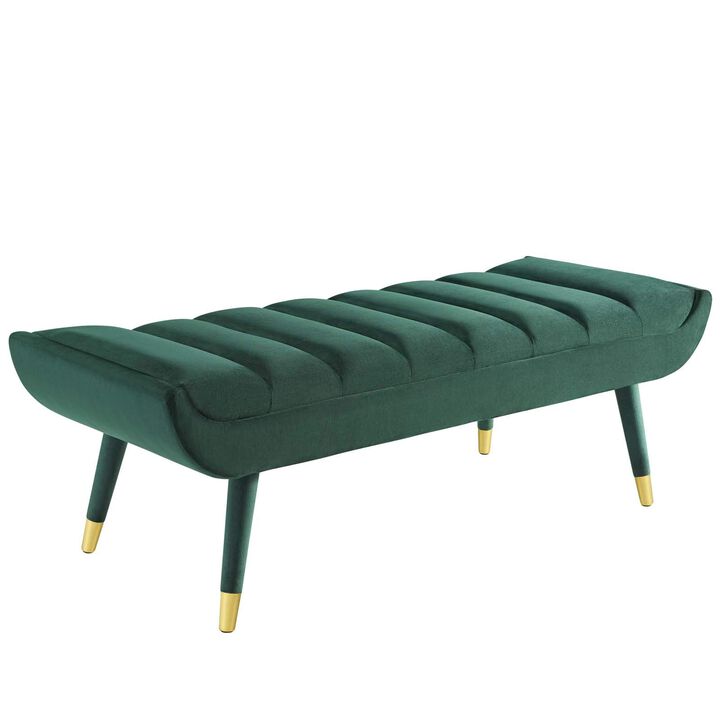 Modway Guess Channel Tufted Performance Velvet Accent Bench, Green