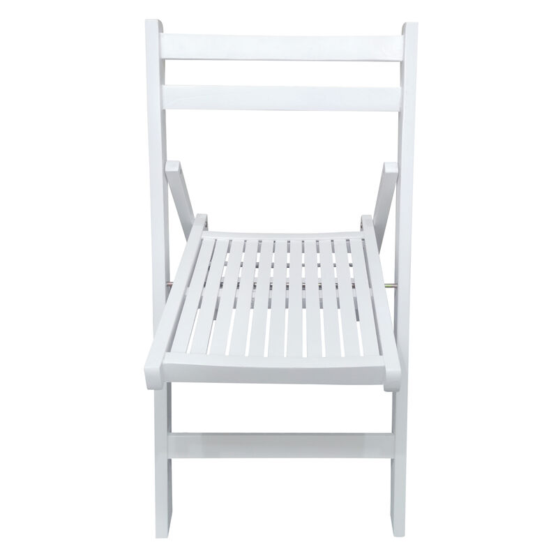 Furniture Slatted Wood Folding Special Event Chair - White, Set of 4
