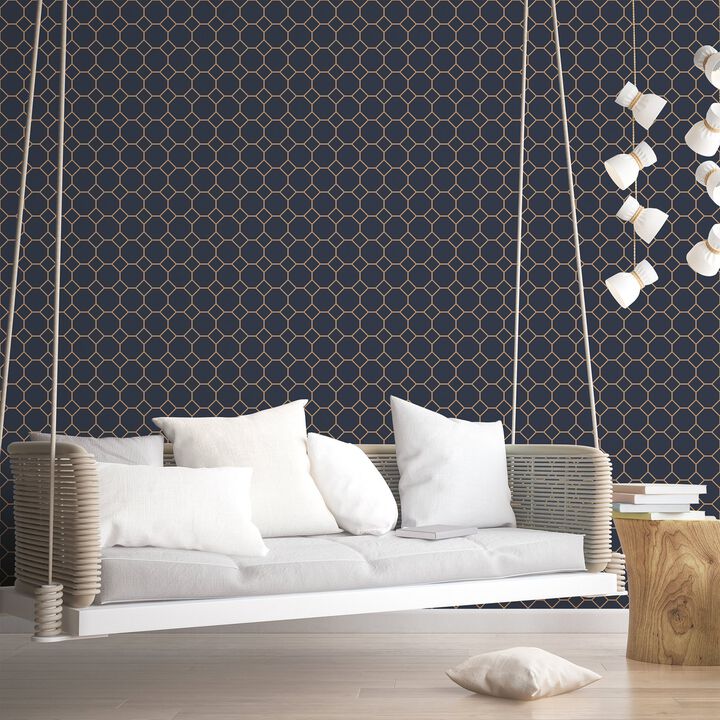 Just Kitchens Bee Hive Blue Wallpaper G45403