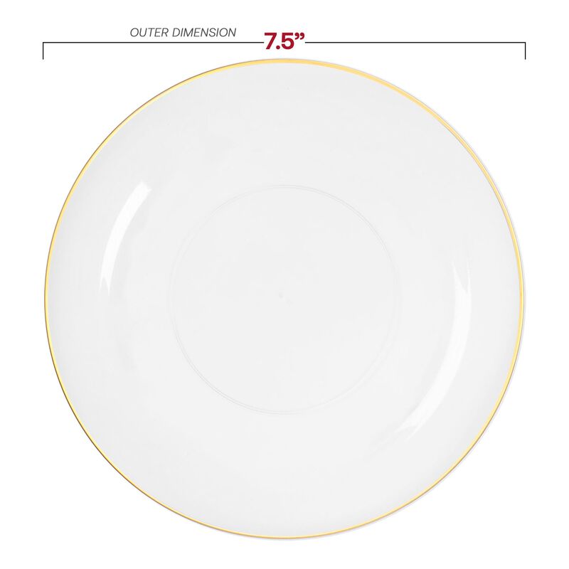 7.5" Clear with Gold Rim Organic Round Plastic Salad Plates (120 Plates) image number 2