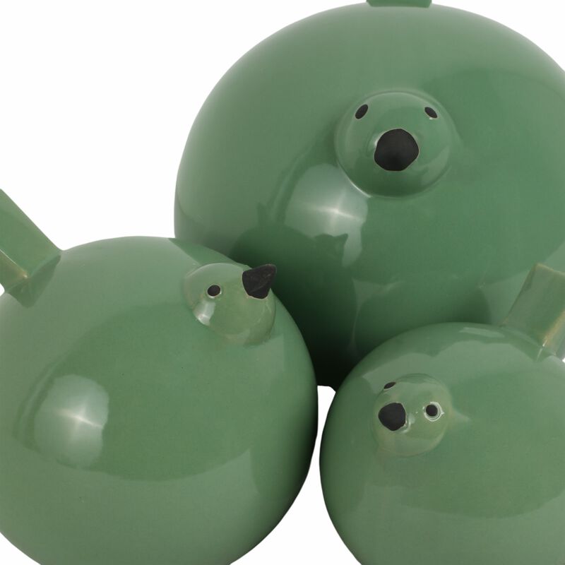 Dark Sage Green Bird Figurines Set