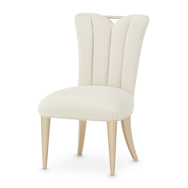Elegant Upholstered Dining Chairs Set of 2 &ndash; Champagne Finished Side Chairs image number 5